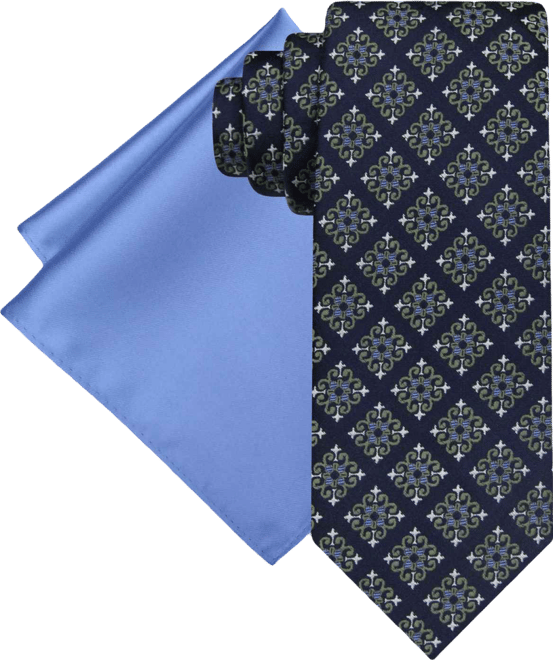Men's Square Tie & Solid Pocket Square Set