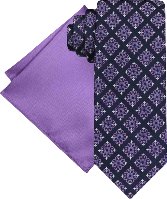 Men's Square Tie & Solid Pocket Square Set