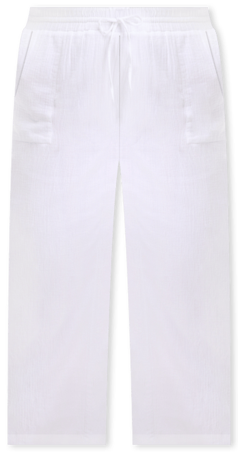 Plus Size Cotton Gauze Drawstring Mid-Rise Wide-Leg Pants, Exclusively at Macy's