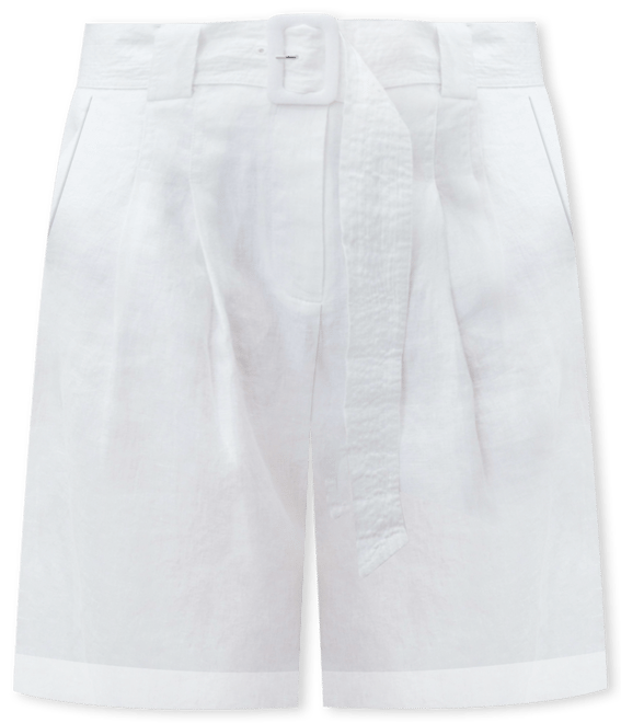 Women's Belt Linen-Blend Bermuda Shorts