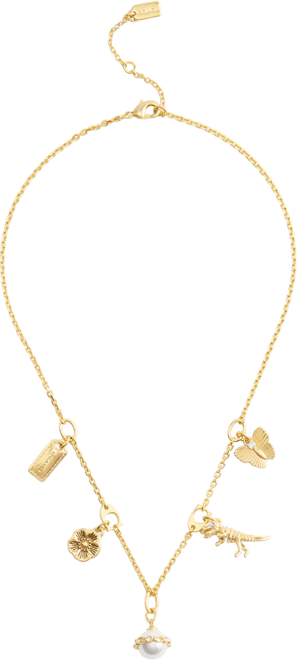 Faux Stone Signature Heritage Cultivated Pearl Mixed Charm Bib Necklace