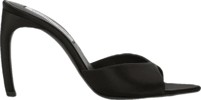Harlow Open Toe Mule In Black Satin