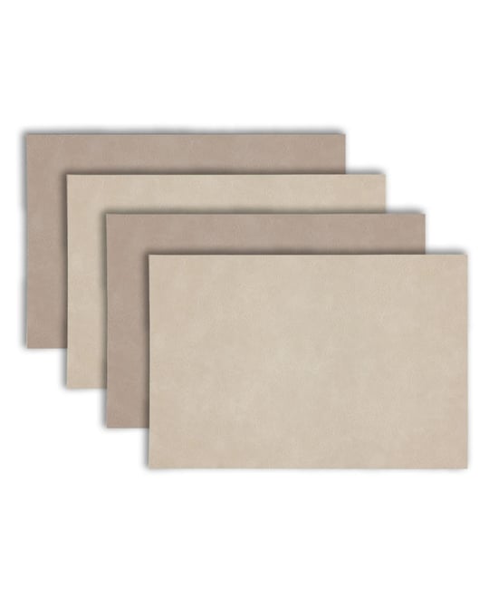 Florence Ivory and Taupe Reversible Leather Wipe Clean Placemat 12" x 18" Rectangular Placemats Set of 4