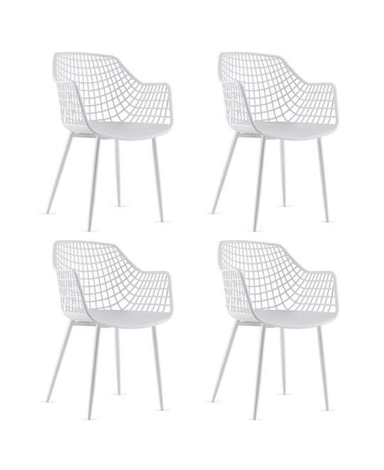 Set of 4 Heavy Duty Modern Dining Chair with Airy Hollow Backrest