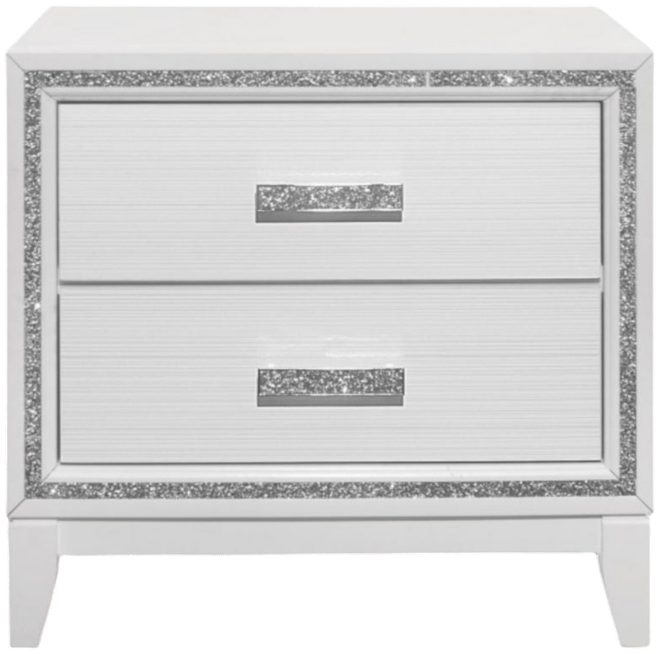 2-Drawer Faux Crystal Bling Nightstand – Glam Bedside Table with Storage