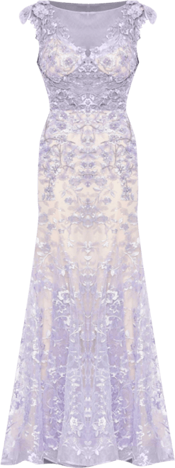 Mac Duggal Women's Embellished Cap Sleeve Illusion Neck