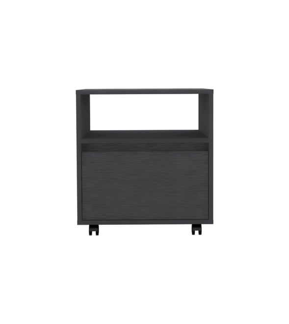 One Drawer Faux Wood Nightstand for Bedroom Storage and Bedside Table