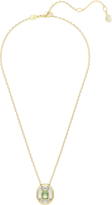 Chroma Octagon Cut Green Gold-Tone Plated Pendant Necklace