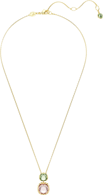 Chroma Cushion Cut Multicolored Gold-Tone Plated Pendant Necklace