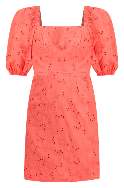 Women's Square-Neck Puff-Sleeve Eyelet Dress