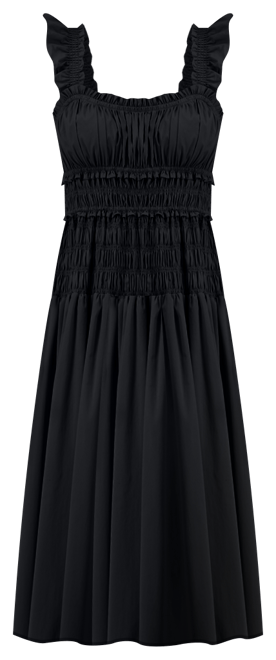 Women's Smocked Ruffled-Strap Midi Dress
