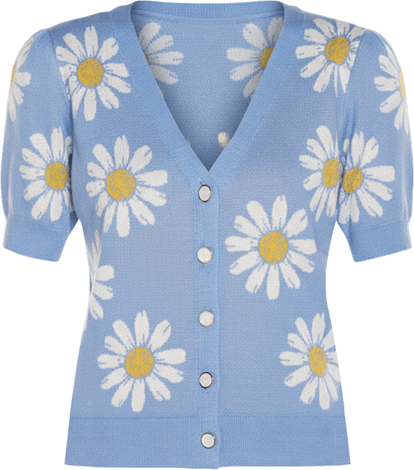 Women's Daisy Jacquard V-Neck Cardigan Sweater