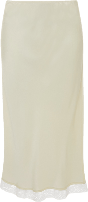 Lace Trim Slip Skirt In Ivory