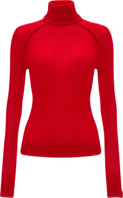 High Neck Jumper In Dark Bright Rose