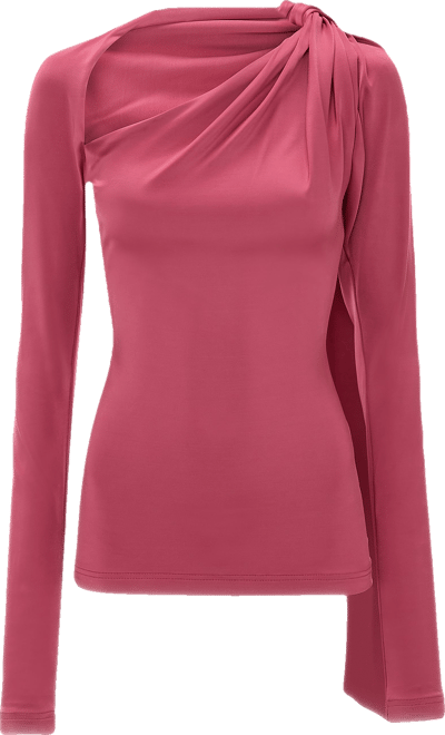 Slash Neck Jersey Top In Cerise
