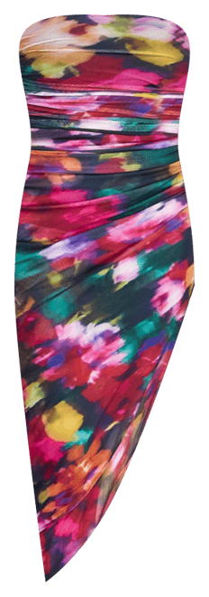 Juniors' Printed Strapless Midi Dress