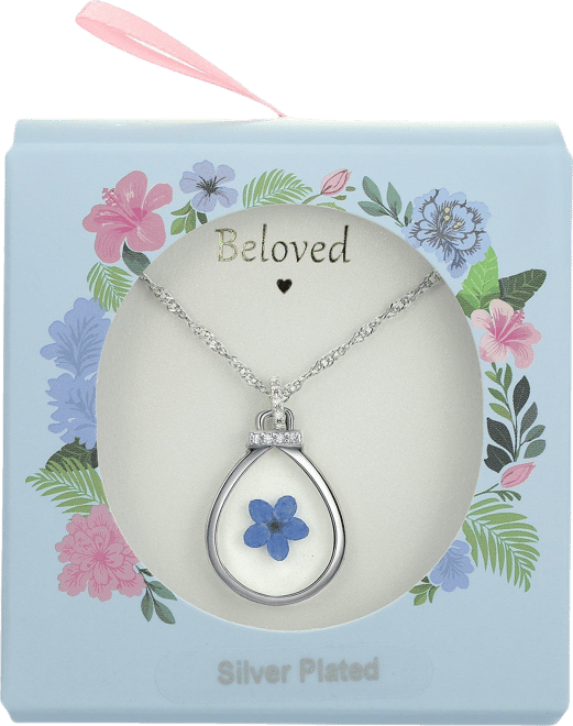 Roman Boxed Teardrop Flower Pendant Necklace