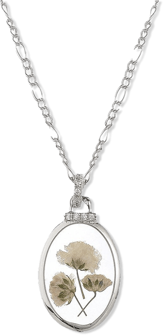 Roman Boxed Oval Flower Pendant Necklace