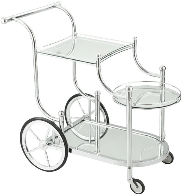 3-Tier Home Bar Serving Cart on Wheels with Mirrored Shelves