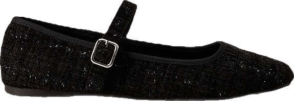 Flat Shoe in Black Boucle