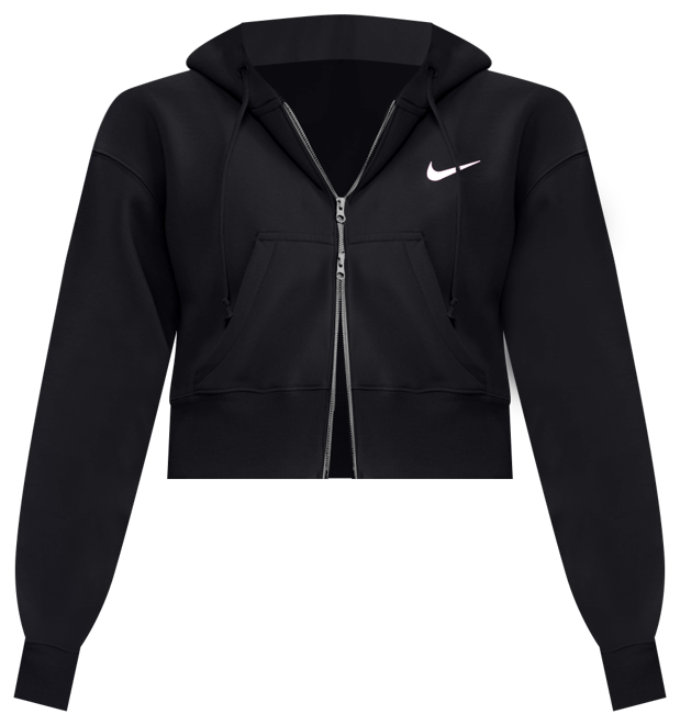 Nike Sportswear Phoenix Fleece Felpa corta e ampia con cappuccio e zip a tutta lunghezza – Donna