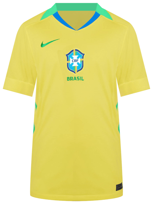 브라질 2025 스타디움 홈(여자 팀) 주니어 나이키 드라이 핏 축구 레플리카 저지