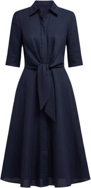 Petite 100% Linen Tie-Front Shirtdress