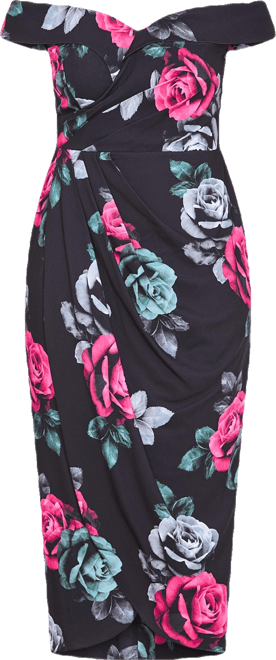 Plus Size Claire Print Off Shoulder Dress
