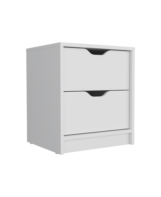 Contemporary Two-Drawer Faux Wood Nightstand with Smooth Glide Storage