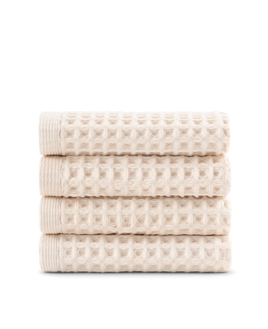 Yarn Dyed Waffle Unbleached Cotton Washcloth Set, 13" x 13"