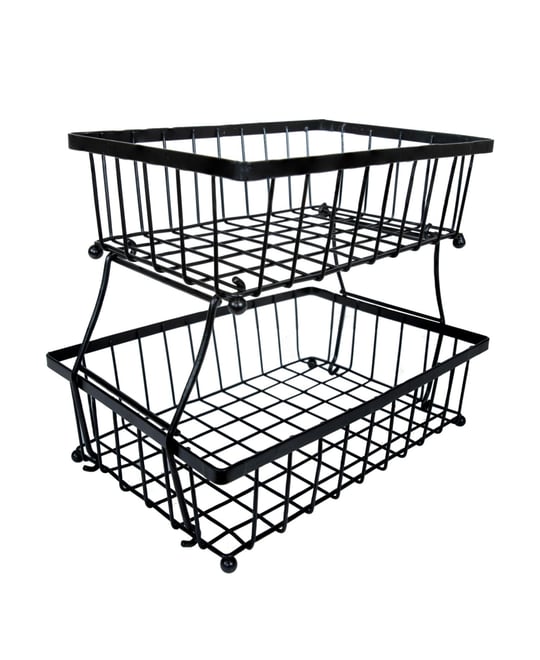 Indoor Metal Wire 2-Tier Collapsible Tabletop Storage Basket