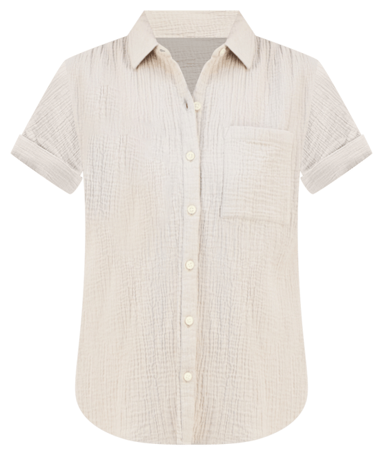 Petite Cotton Gauze Camp Shirt, Created for Macy's