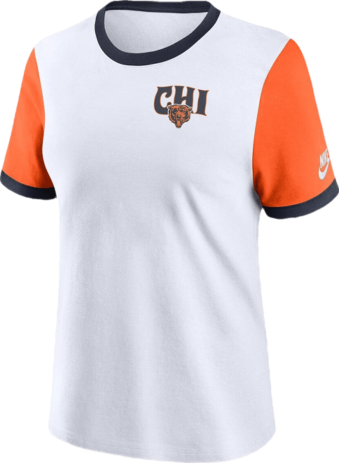 Women's White Chicago Bears Rewind Ringer Tri-Blend T-Shirt