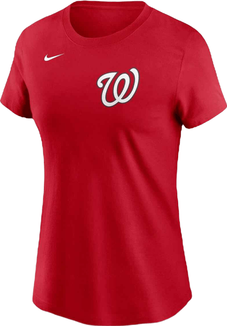 Women's James Wood Red Washington Nationals Fuse Name Number T-Shirt