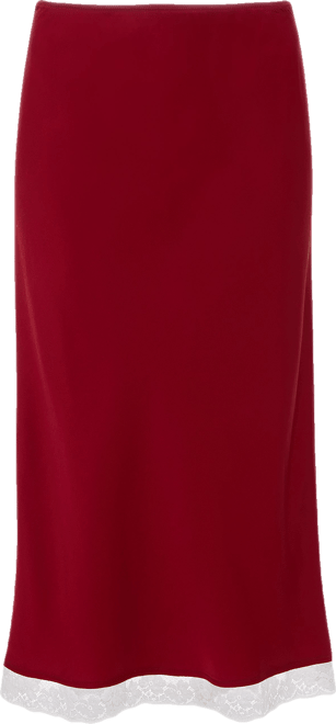 Lace Trim Slip Skirt In Rose