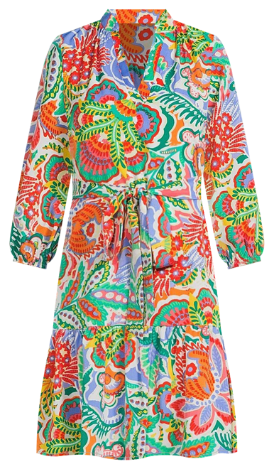 jessica howard floral print a line dress Jessica Howard Women's Bell Sleeve Crewneck Dress - Bright Pink