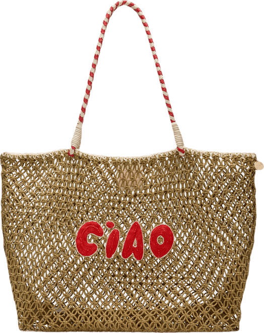 Tan with Poppy Ciao L'ete Tote