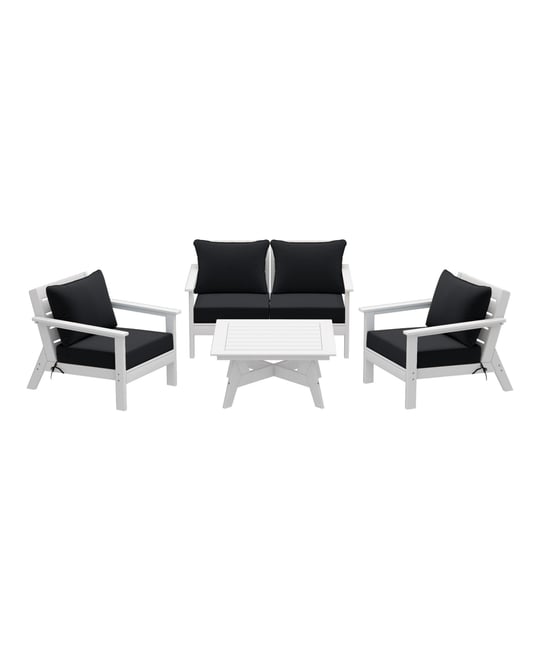 Outdoor 5-Piece White Modular Sectional Patio Furniture Sofa Set