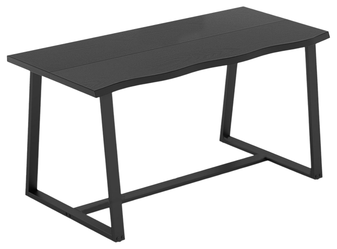 63" Large Dining Table with Wavy Edge and Heavy-duty Metal Frame