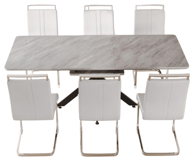 Streamdale Extendable Dining Table Set for 6-8 with Upholstered Chairs