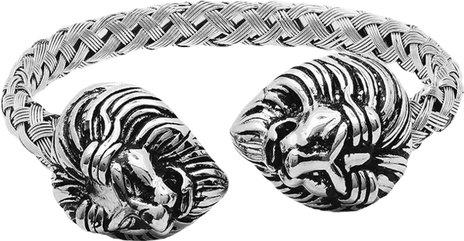 Men's Stainless Steel Tiger End Cuff Bracelet