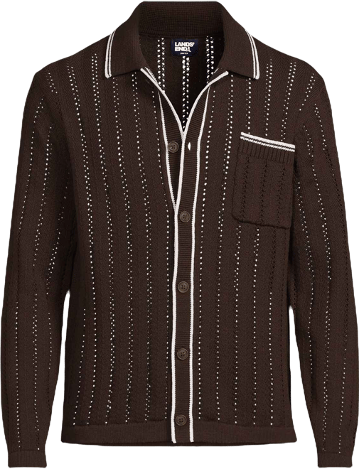 Men's Long Sleeve Button Through Summer Polo Cardigan