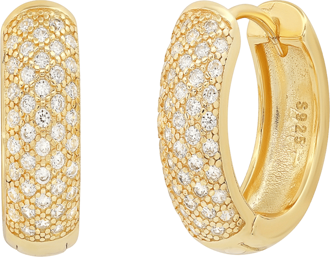 Women's Simulated Diamonds Rounded Huggie Earrings