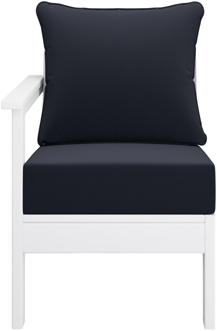 Outdoor Patio Hdpe Left Arm Sectional Navy Blue Corner Club Chair with Patio Cushions