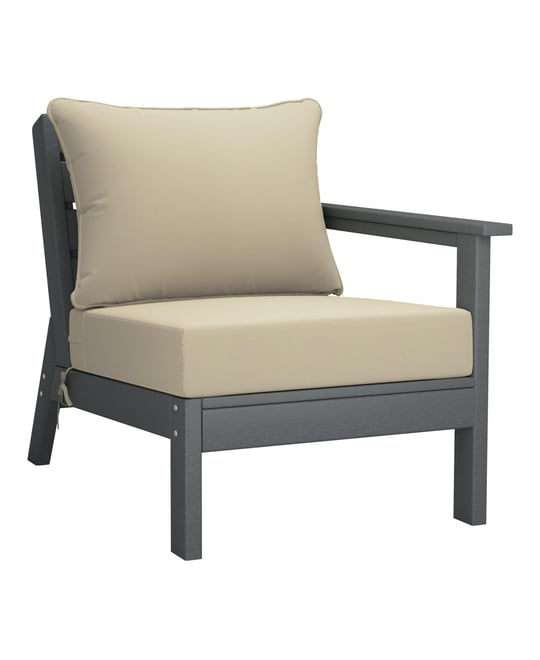 Outdoor Patio Hdpe Right Arm Facing Sectional Gray Corner Club Chair with Patio Cushions