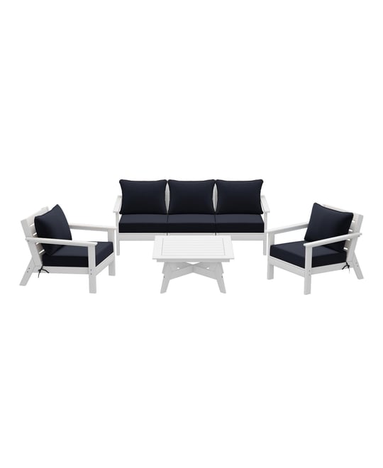 Outdoor 6-Piece White Modular Sectional Patio Furniture Sofa Set