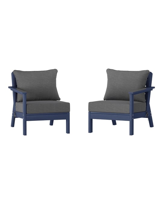 Outdoor Patio Hdpe Navy Blue Loveseat Sofa with Patio Cushions