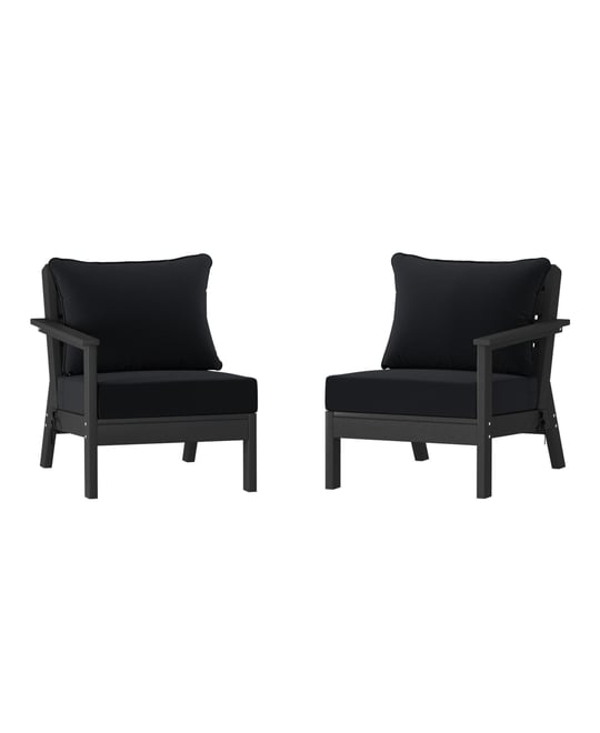 Outdoor Patio Hdpe Black Loveseat Sofa with Patio Cushions