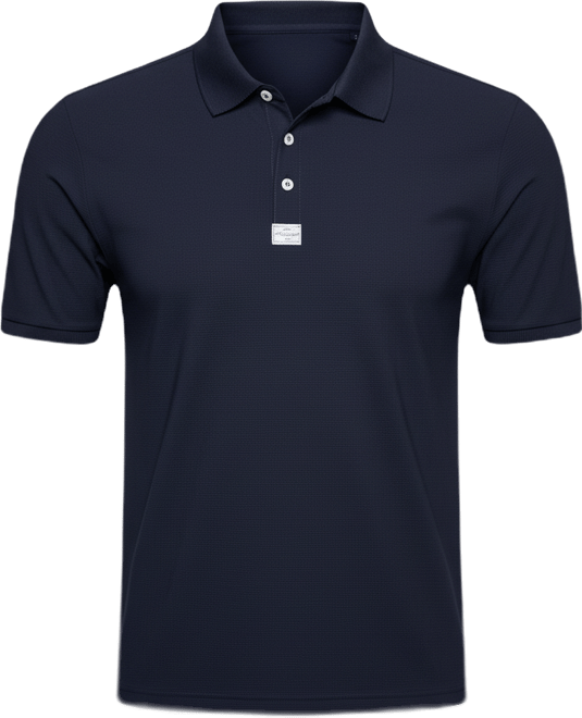 Men's Navy Blue Seamless Waffle Polo T-Shirt