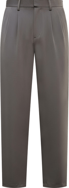Men's Charcoal Black Straight Pleated Trousers
